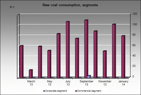 WP Ziminka - Raw coal consumption, segmnets