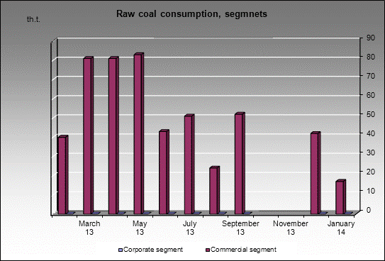 WP Prokopievskaya - Raw coal consumption, segmnets