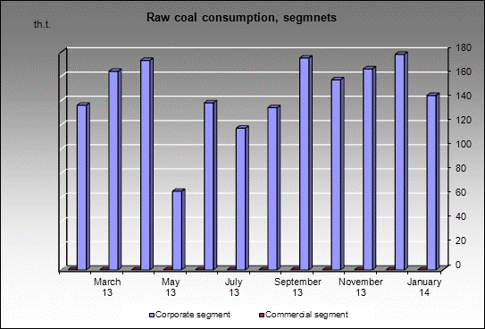 WP Tomusinskaya - Raw coal consumption, segmnets