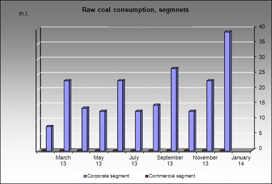 WP Kuzbasskaya - Raw coal consumption, segmnets