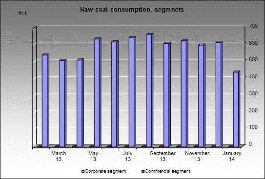 WP Pechorskaya - Raw coal consumption, segmnets