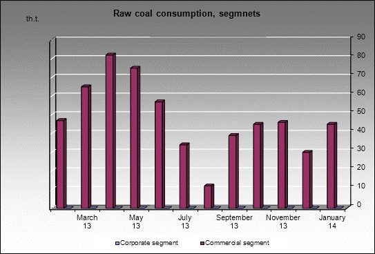 WP Anzherskaya - Raw coal consumption, segmnets