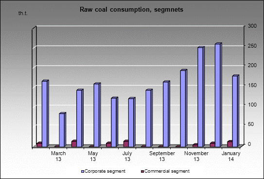 WP Matyushinskaya - Raw coal consumption, segmnets