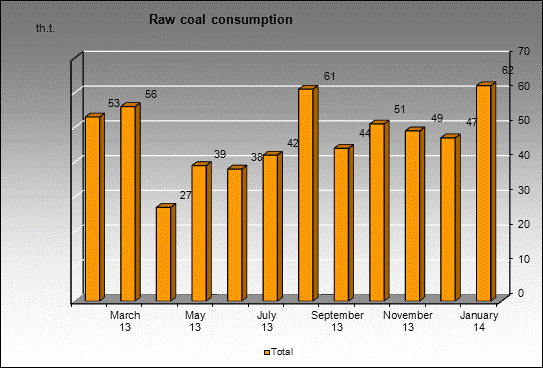 WP Barzasskoe Tovarishchestvo - Raw coal consumption
