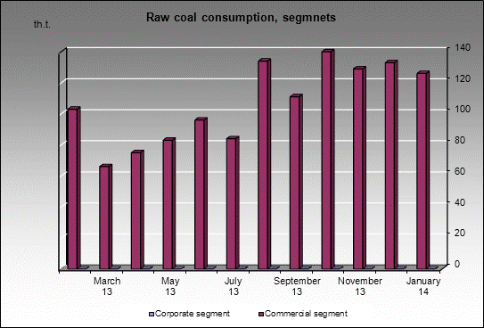 WP Koksovaya - Raw coal consumption, segmnets